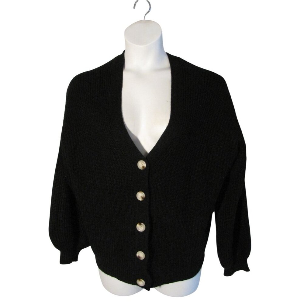 Andree by Unit L Black Shaker Knit Cardigan Sweater